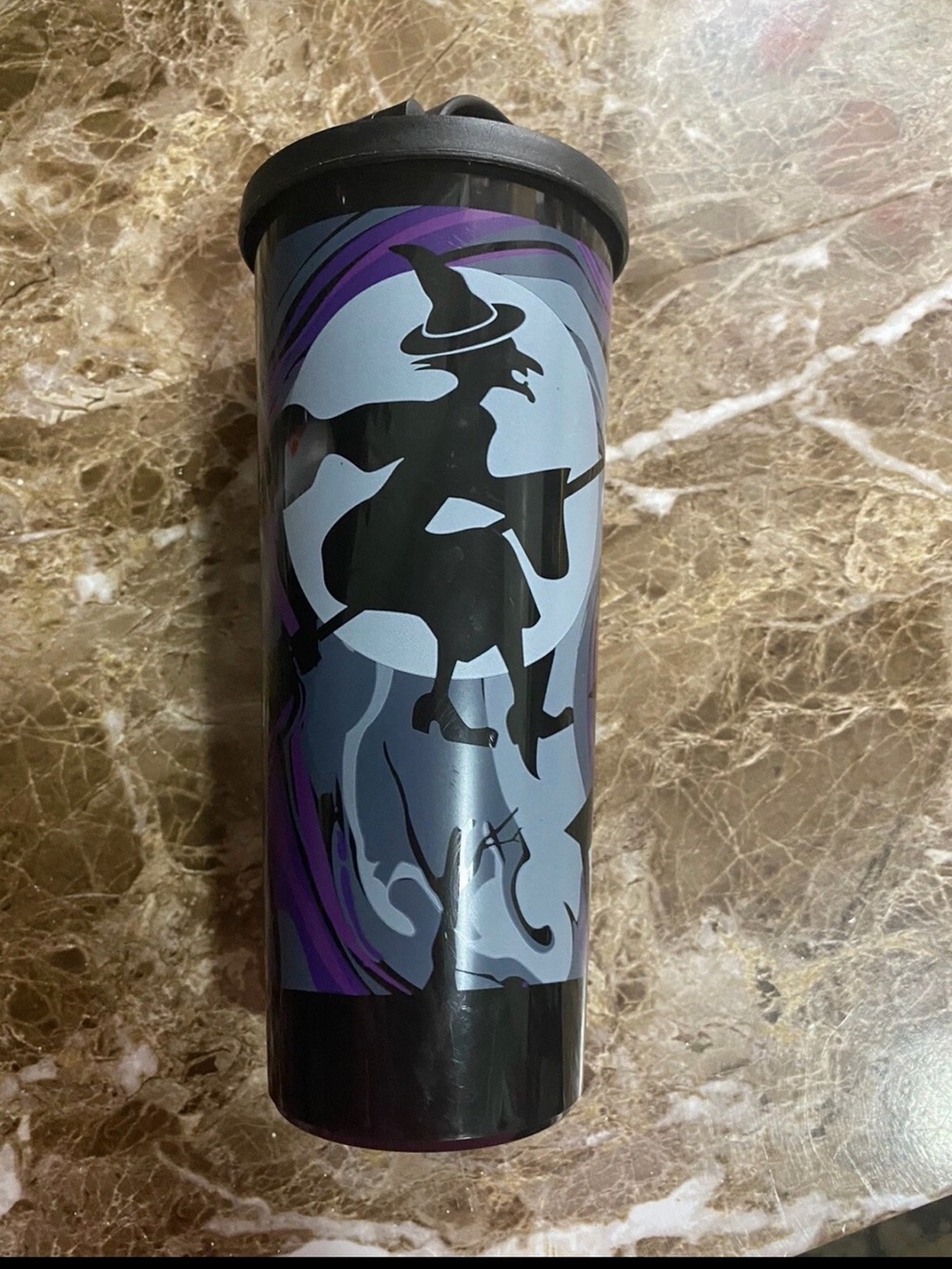 Halloween Witch Travel Tumbler - Purple and Black